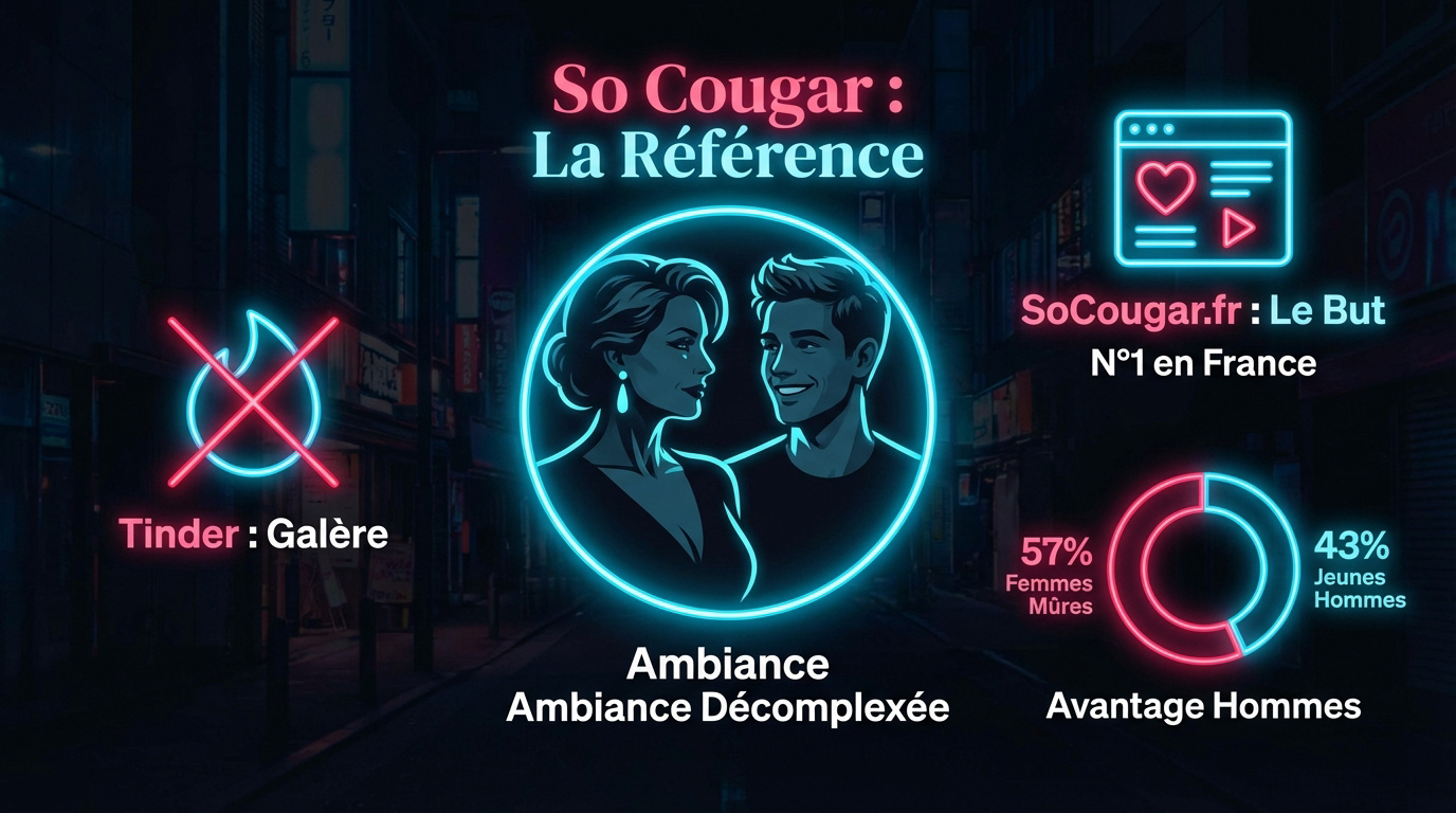 Enseigne néon So Cougar pour des rencontres mûres et jeunes hommes