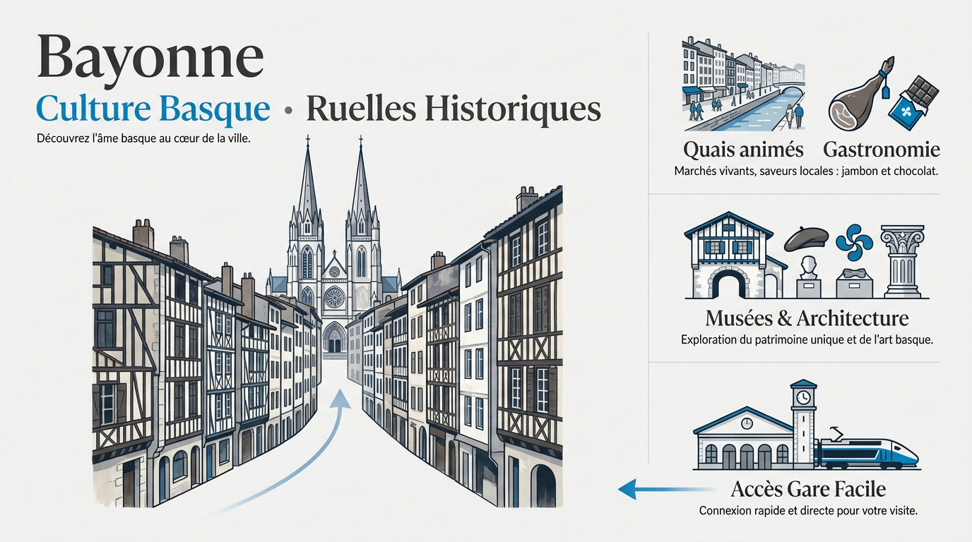 Maisons traditionnelles à colombages au bord de la Nive à Bayonne