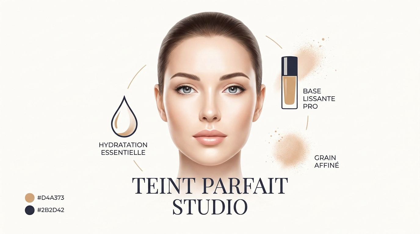 Maquillage professionnel pour un teint parfait lors d'un shooting photo en studio
