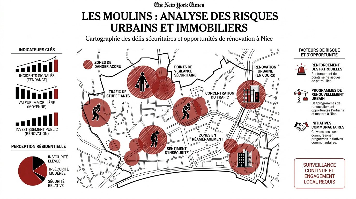 Immeubles du quartier des Moulins à Nice illustrant les enjeux de rénovation urbaine