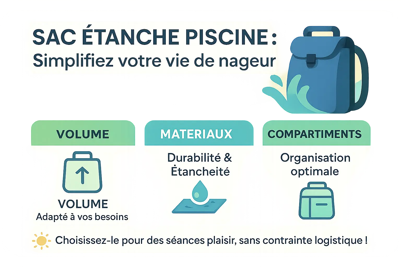 Illustration d'un sac étanche pour piscine