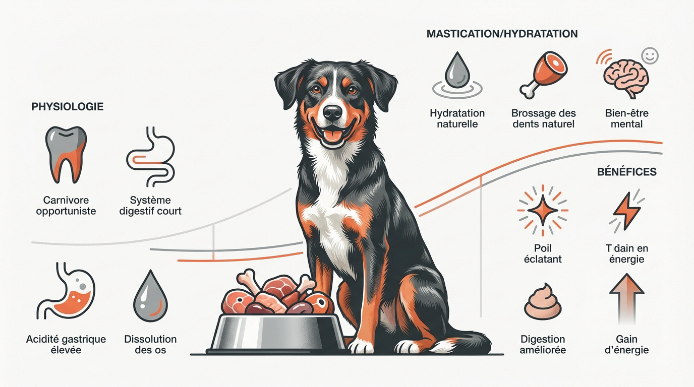 Chien athlétique en pleine forme grâce à l'alimentation BARF