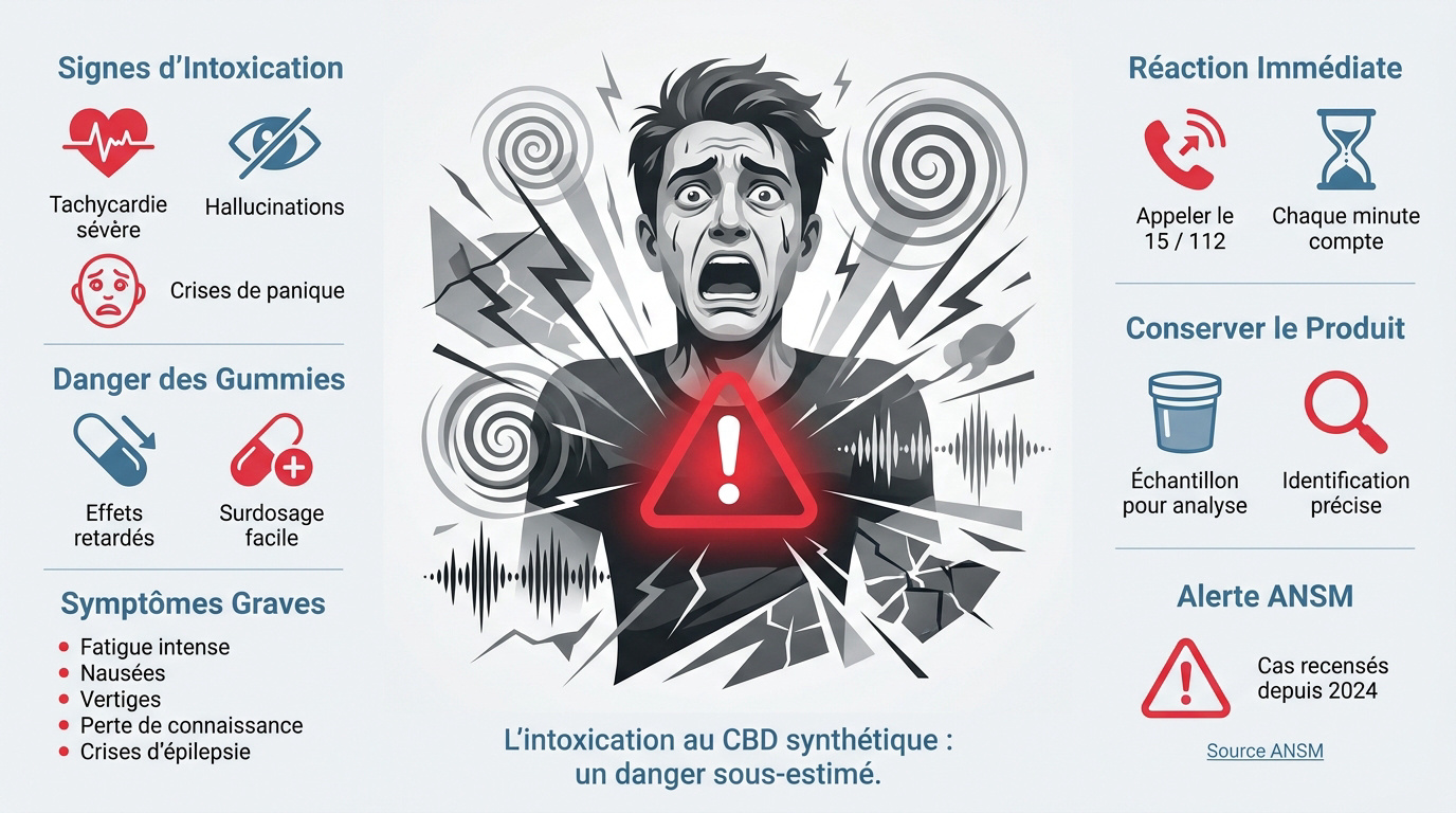 Symptômes d'une intoxication sévère liée au CBD trafiqué