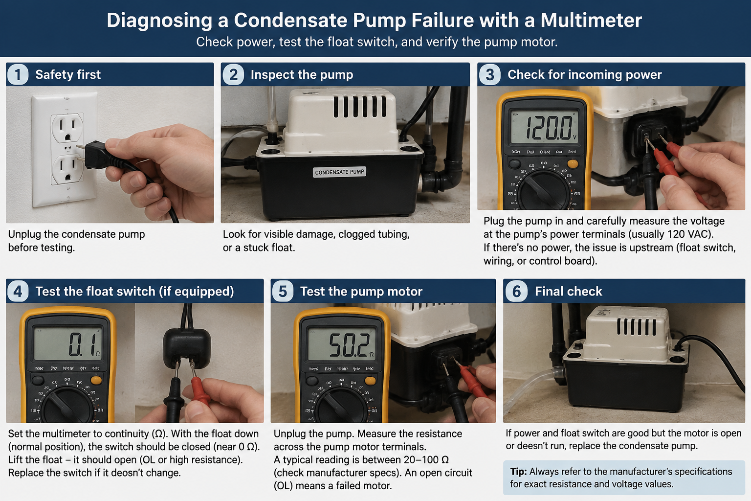 Diagnostic d'une pompe de relevage en panne.