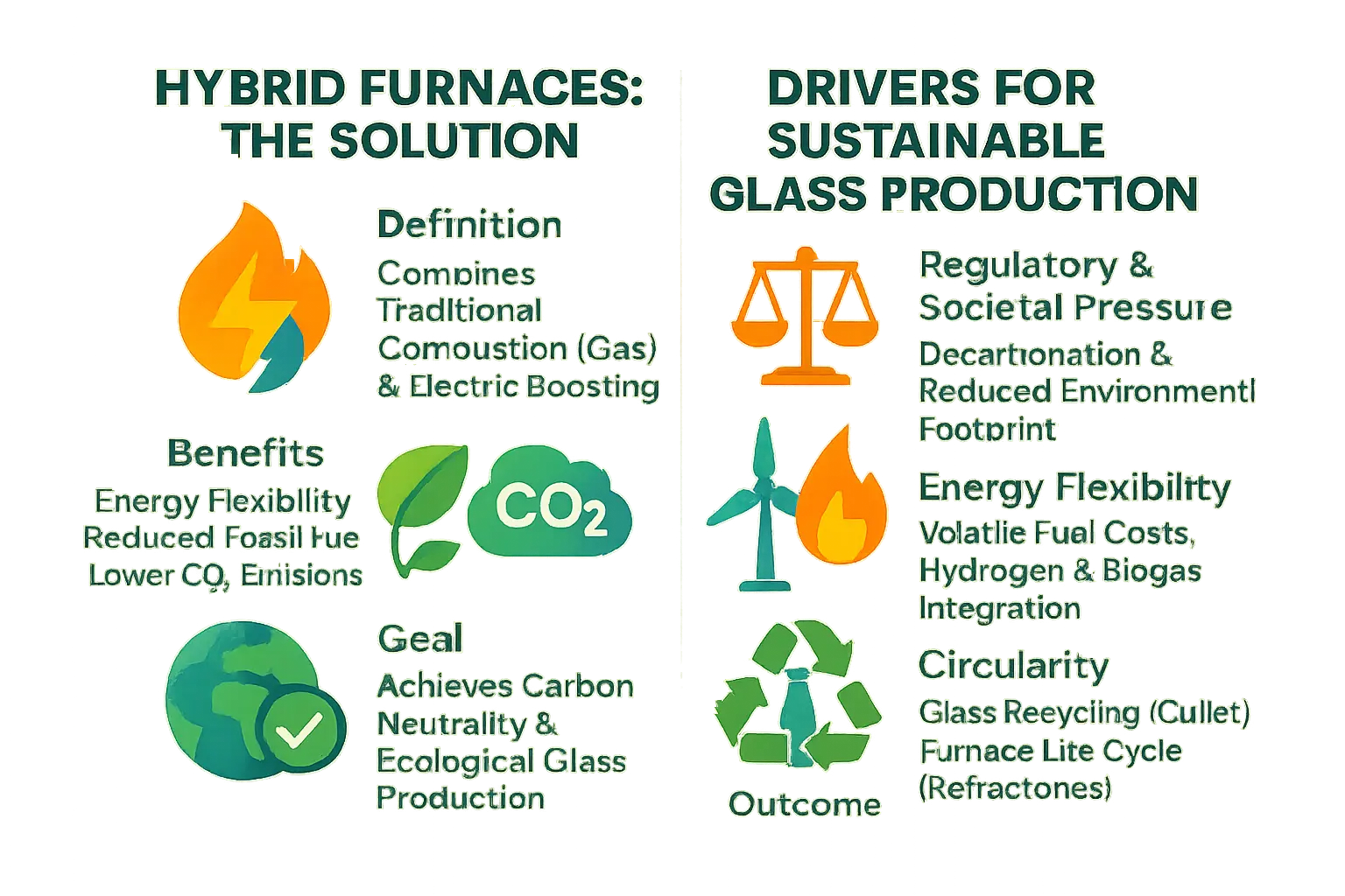 Hybrid furnaces in sustainable glass production