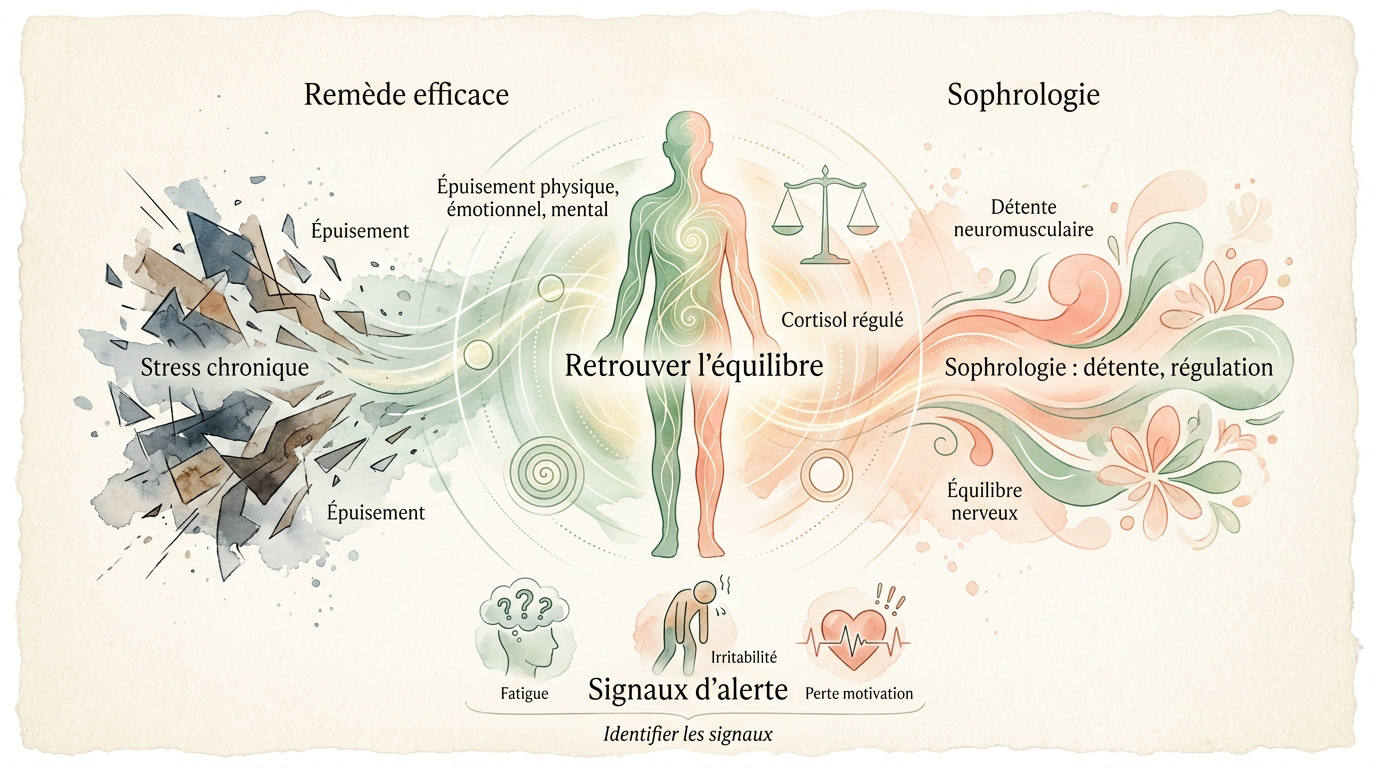 Séance de sophrologie pour retrouver l'équilibre face au stress professionnel