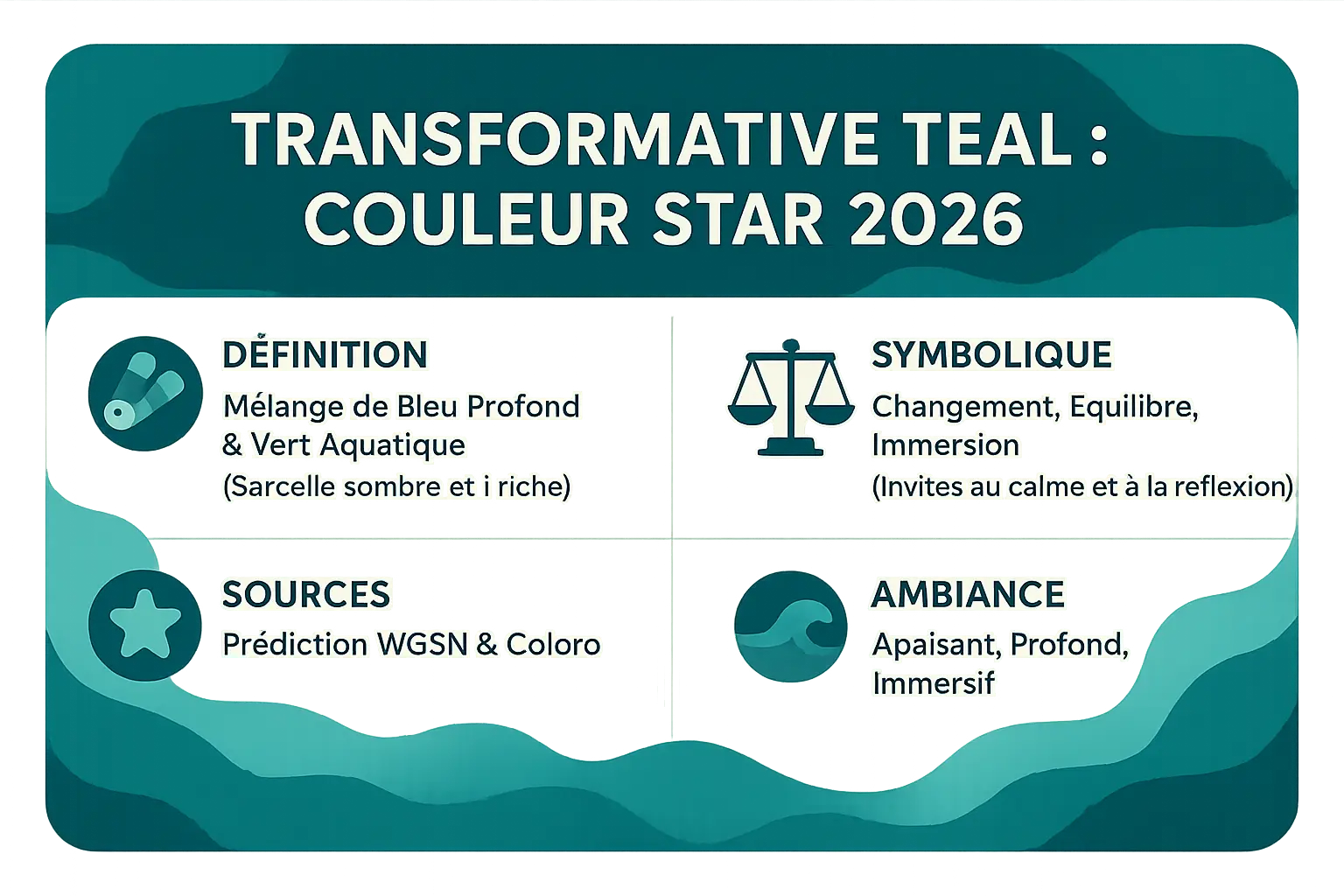 Illustration de la couleur Transformative Teal pour 2026