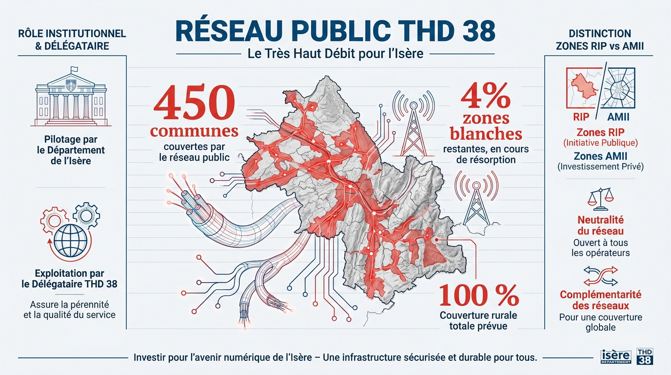 Chiffres clés du déploiement de la fibre optique THD 38 en Isère