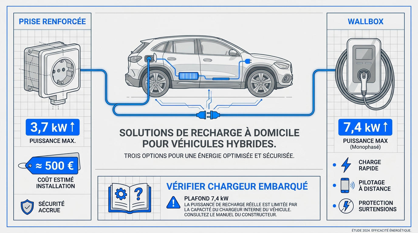 Comparaison des solutions de recharge à domicile pour voiture hybride