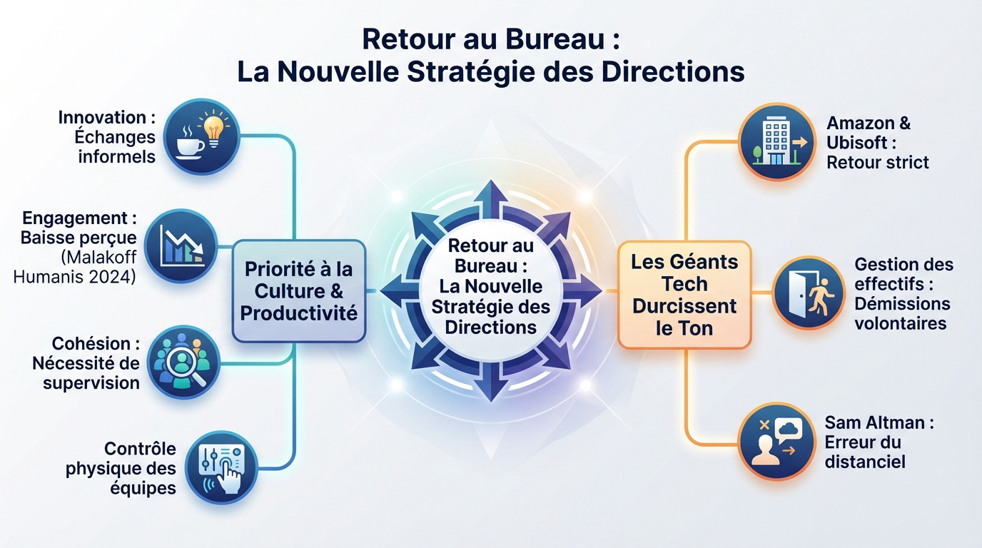 Femmes et collaborateurs de diverses origines travaillant ensemble dans un bureau moderne pour illustrer le retour au présentiel