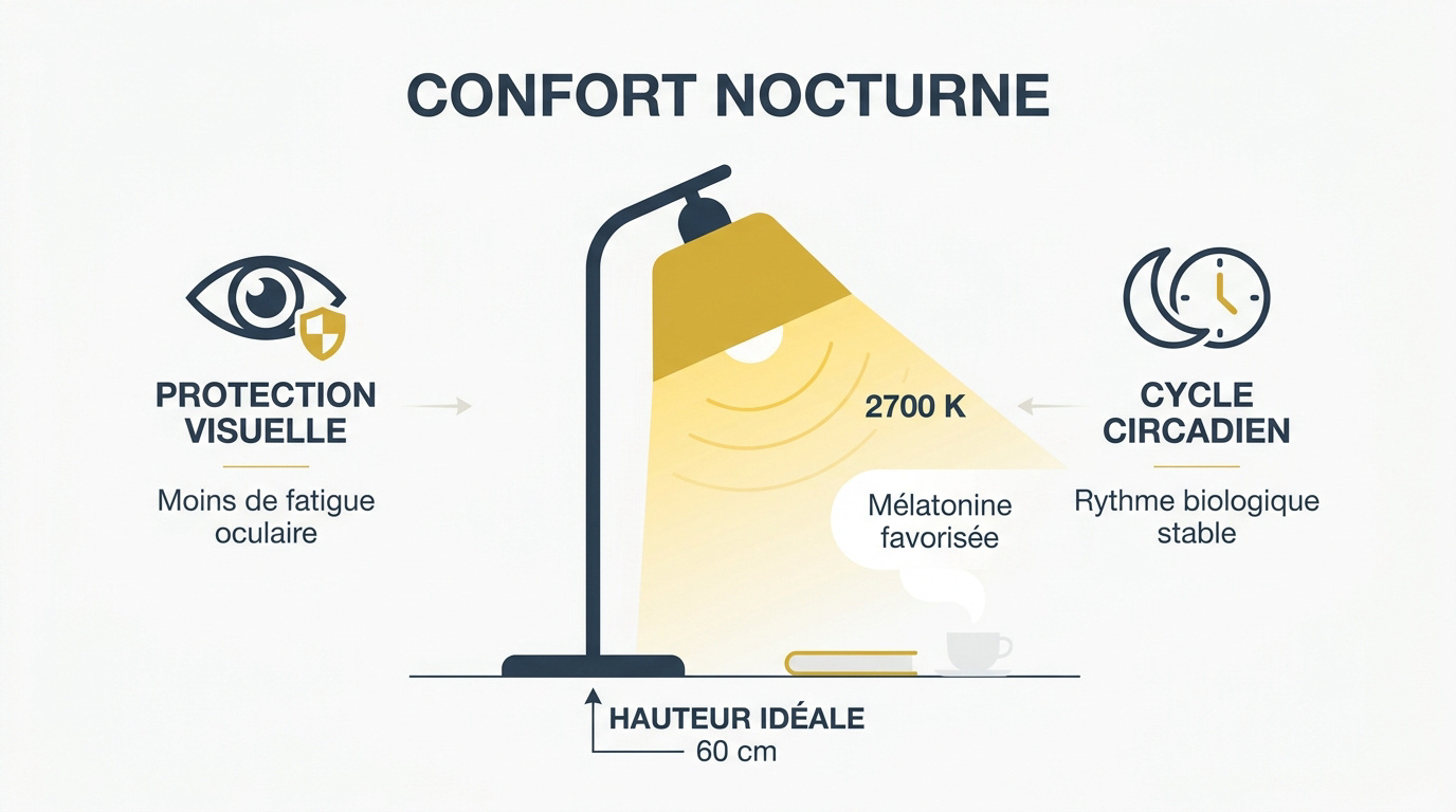 Petite lampe de chevet diffusant une lumière chaude pour un confort nocturne optimal