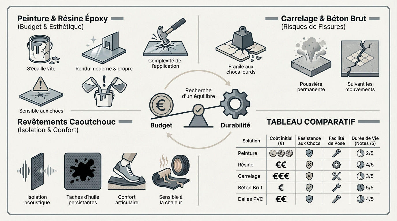 Quel revêtement de sol choisir pour transformer votre garage ? 2 Comparatif des différents revêtements de sol pour garage automobile