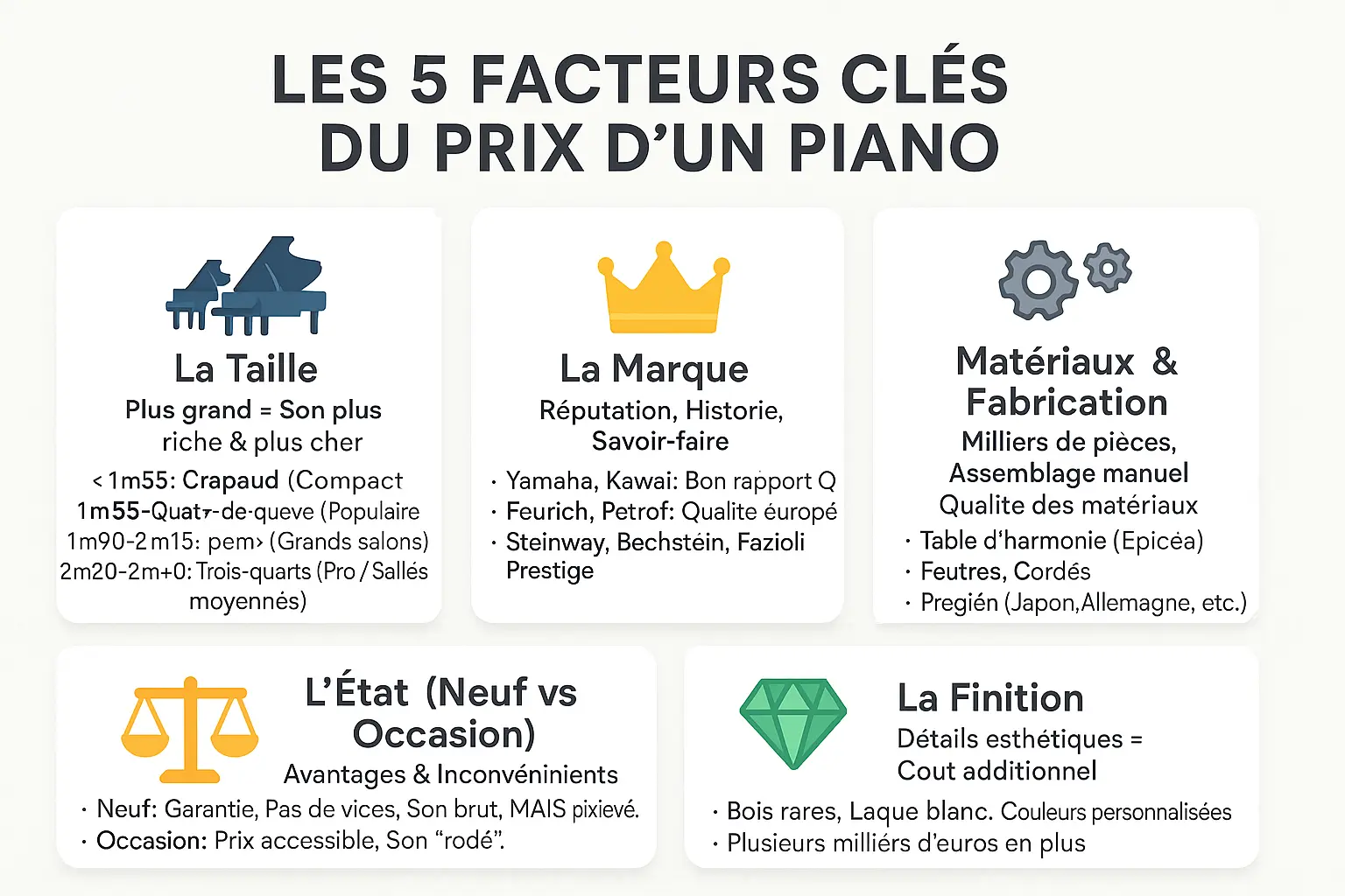 Facteurs déterminant le prix d'un piano à queue