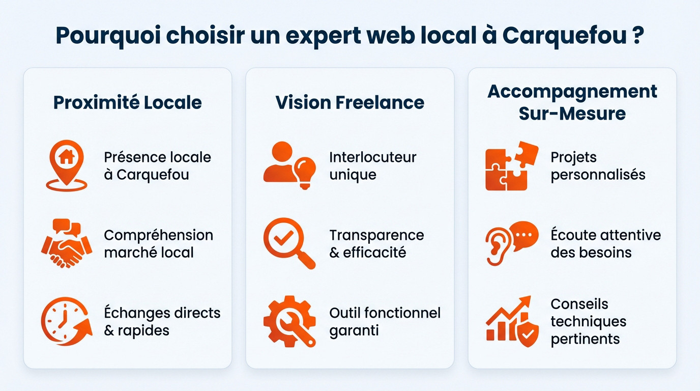 Expert web freelance travaillant sur un projet local à Carquefou
