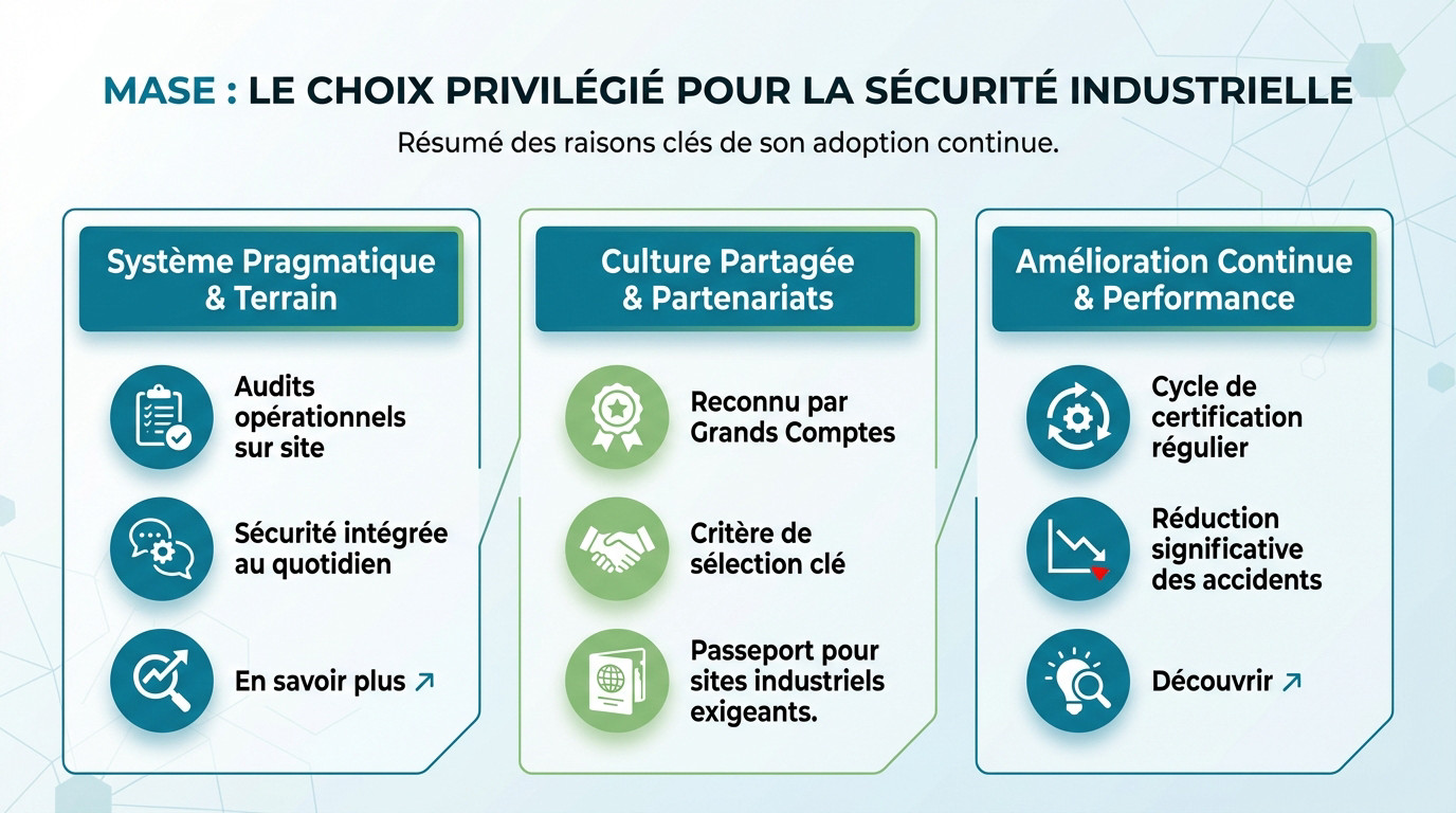 Professionnel industriel sur site illustrant la certification MASE comme choix privilégié