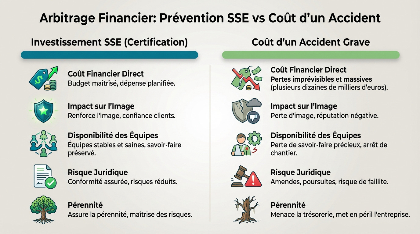 Comparaison financière entre prévention SSE et coût d'un accident du travail