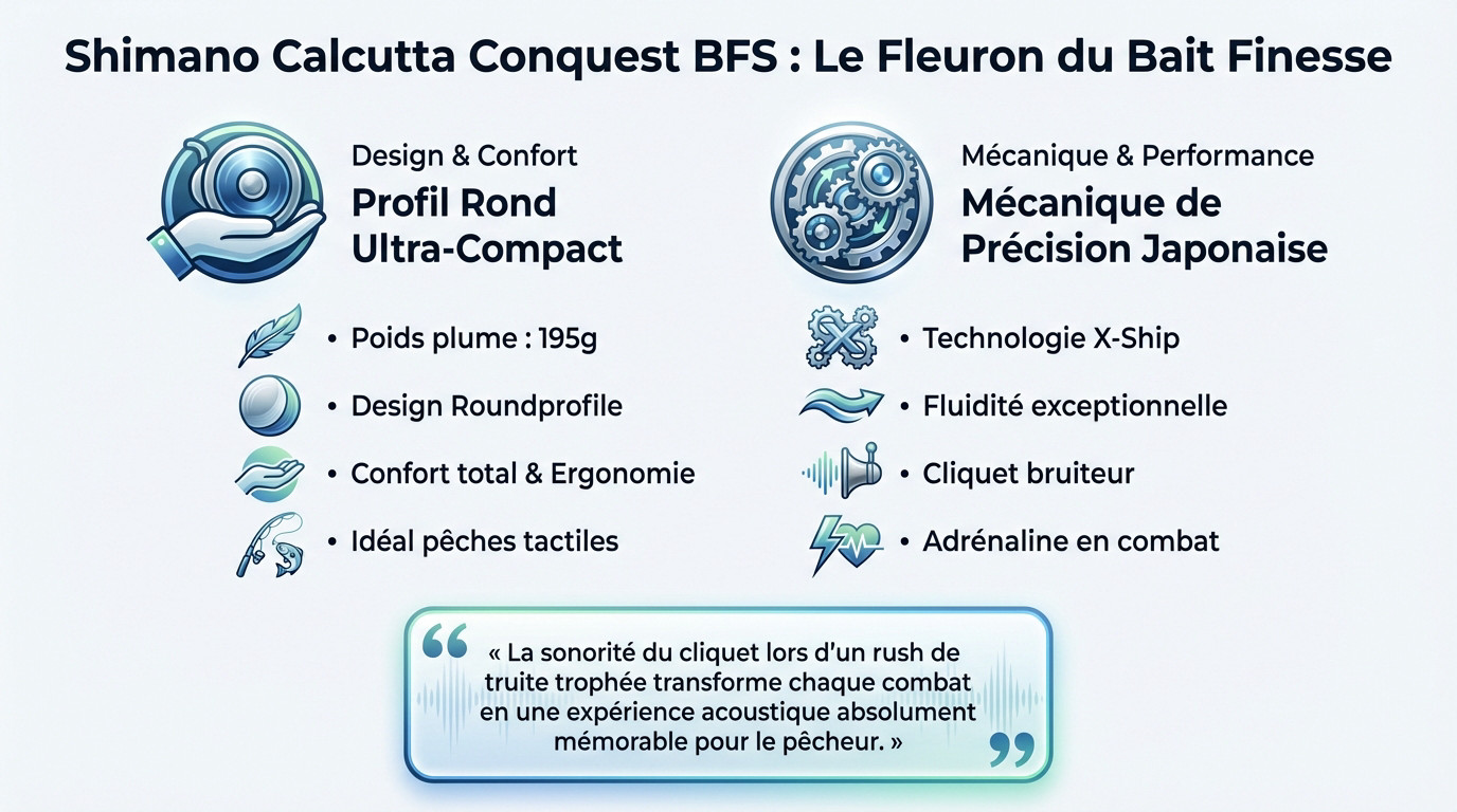 Shimano Calcutta Conquest BFS moulinet casting profil rond pour la pêche finesse