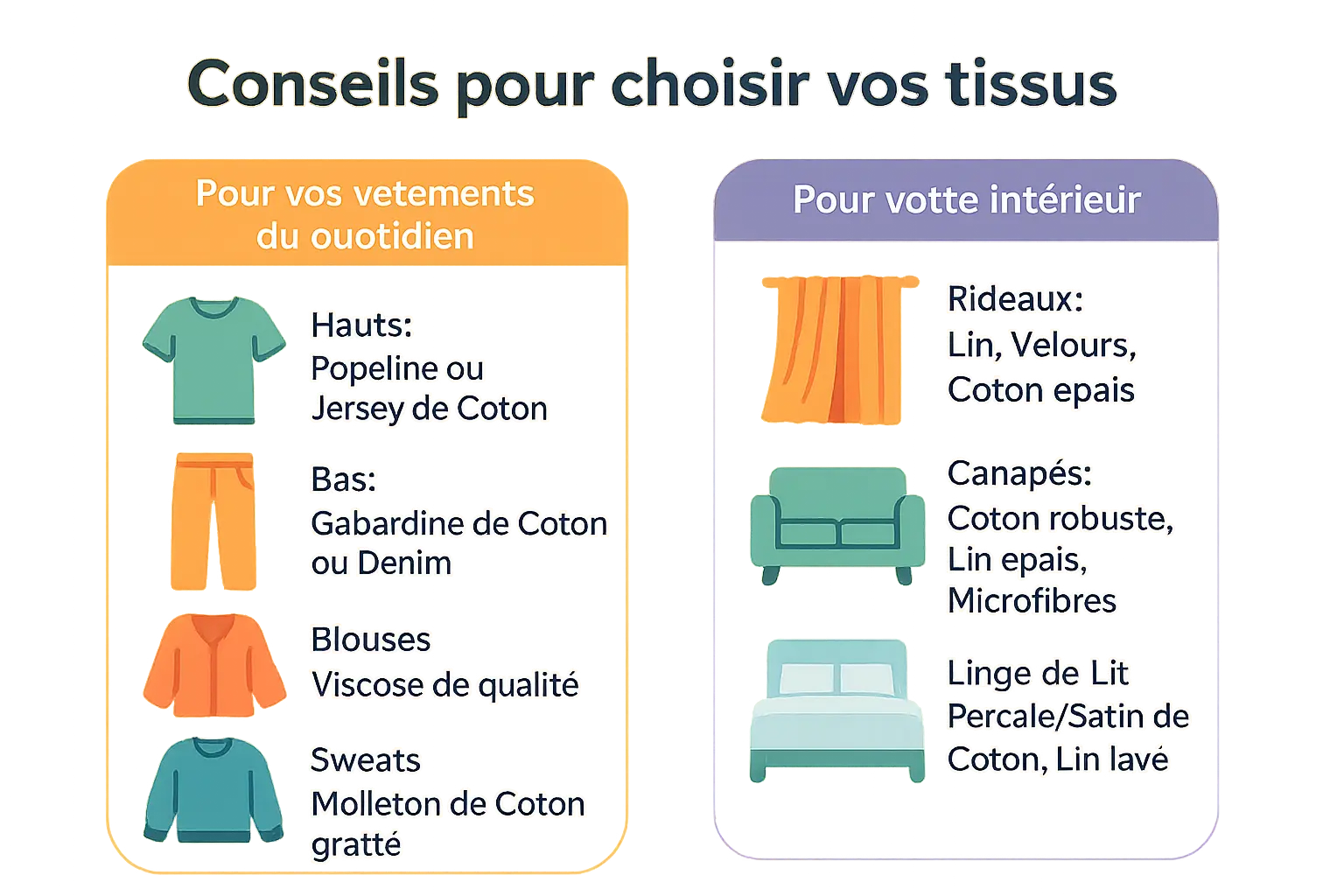 <strong>Guide pratique pour choisir ses tissus selon l'usage</strong>