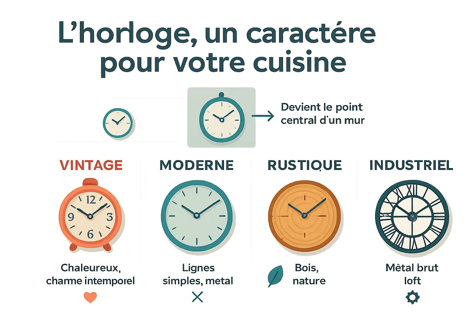 <strong>Horloge de cuisine en bois vintage</strong>