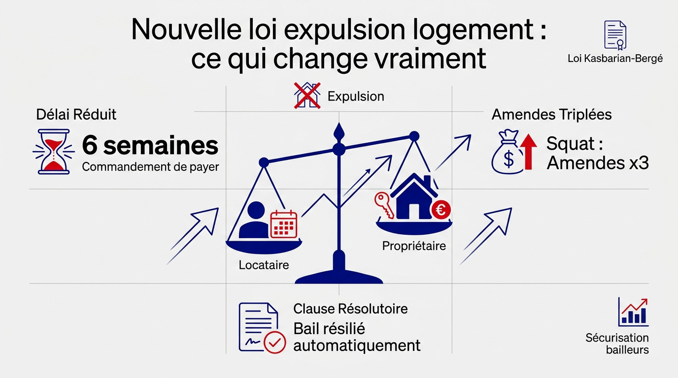 Représentation visuelle des changements de la loi Kasbarian sur l'expulsion locative