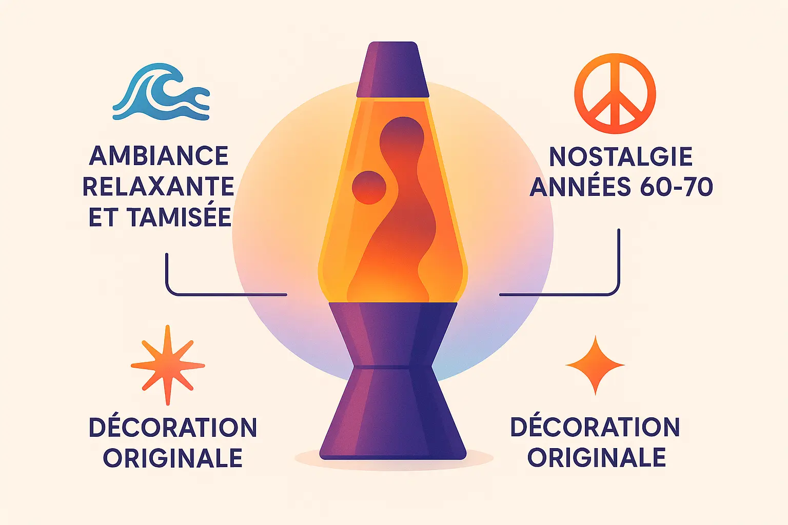 Illustration d'une lampe à lave vintage en fonctionnement
