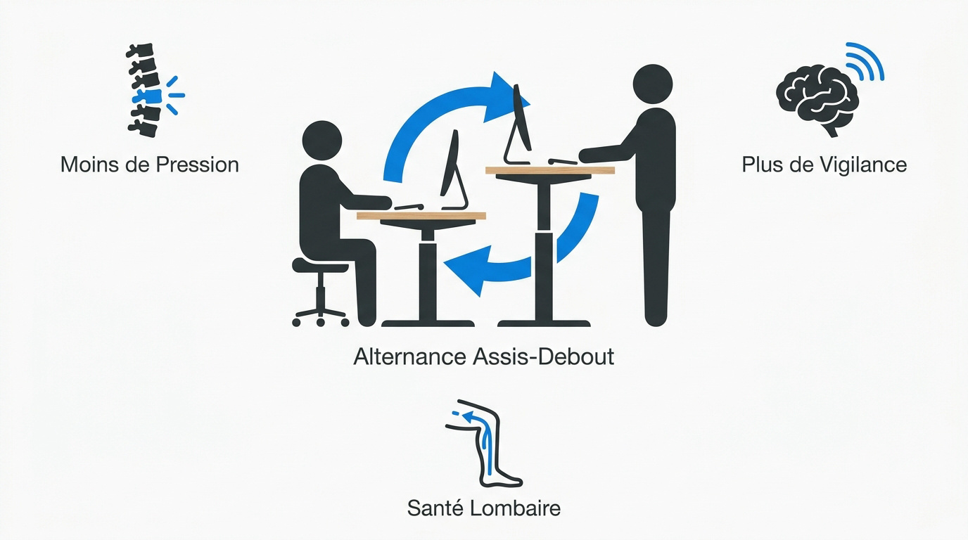 Bénéfices ergonomiques de l'alternance assis-debout