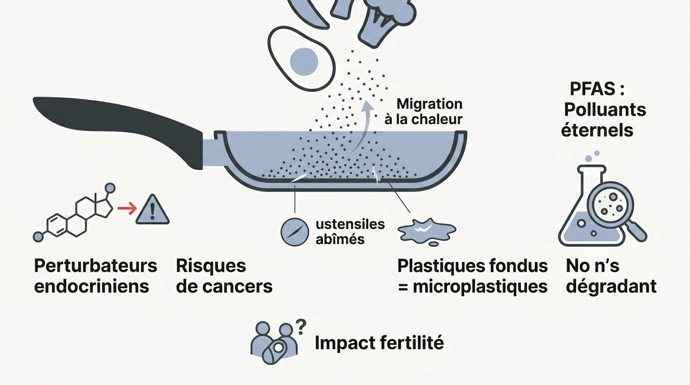 Dangers des polluants éternels PFAS dans les poêles de cuisine classiques