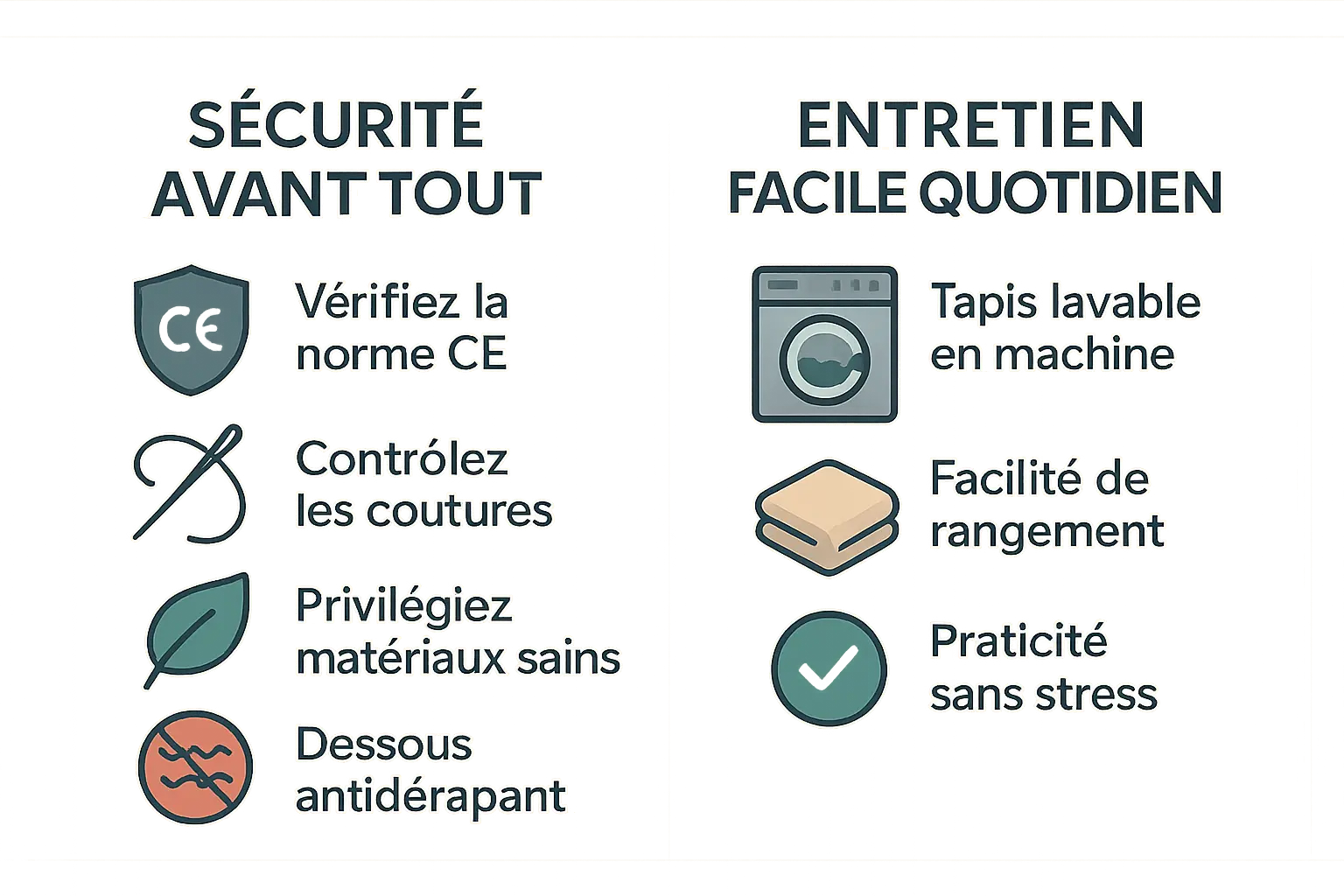 Illustration sécurité et entretien tapis d'éveil