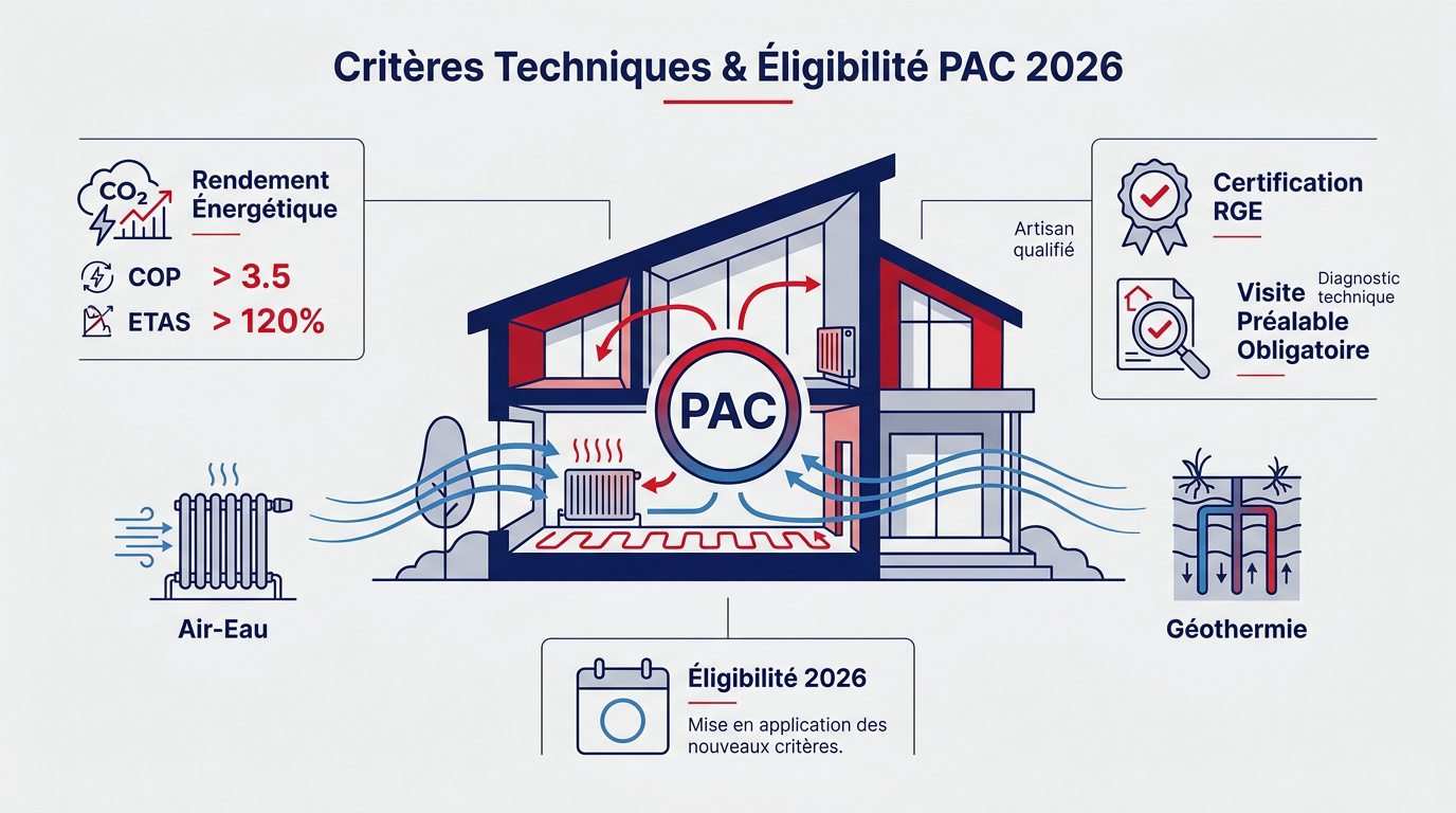 Installation d'une pompe à chaleur air-eau conforme aux critères 2026