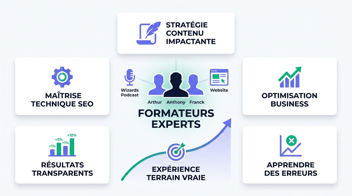 Arthur Anthony et Franck les formateurs experts en SEO et business en ligne de la Wizards Academy