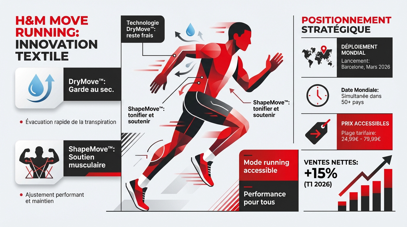 Collection H&M Move running présentant des vêtements techniques et performants