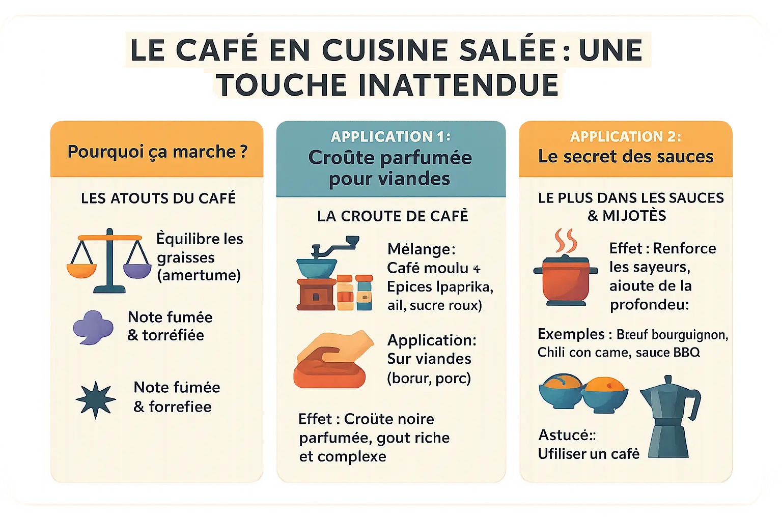 Illustration de café utilisé en cuisine salée