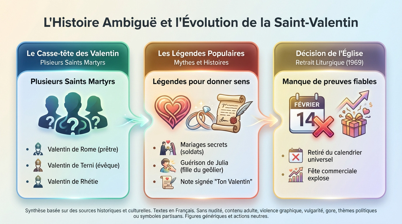 Illustration des origines floues de Saint Valentin et ses multiples identités historiques