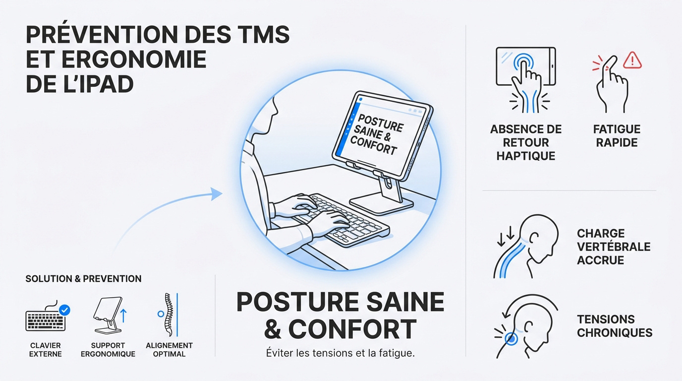 Poste de travail avec iPad surélevé et clavier externe