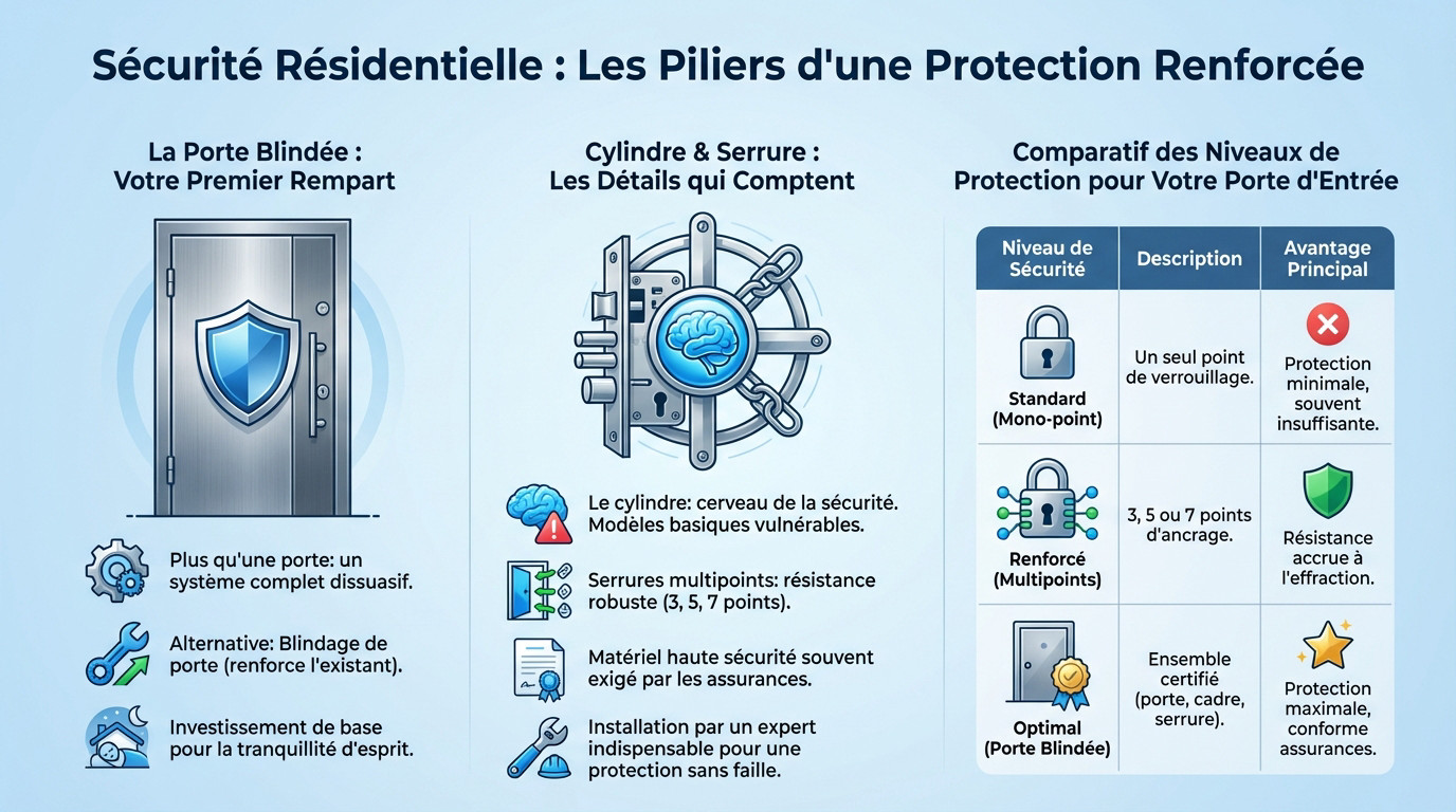 Porte blindée et serrure de haute sécurité pour la protection résidentielle