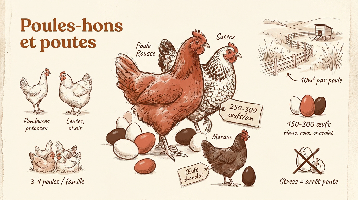 Poules pondeuses dans un enclos extérieur herbeux
