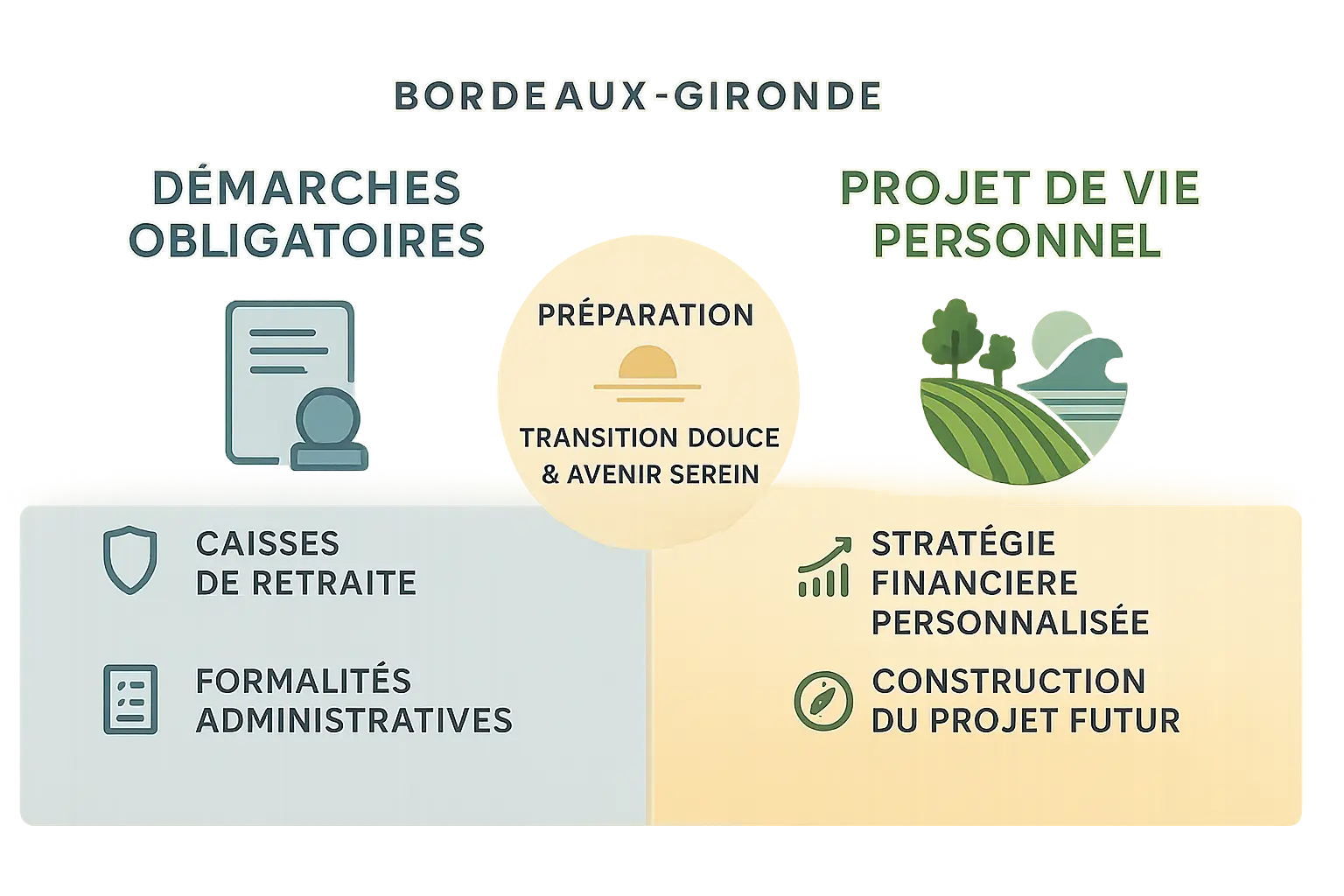 Préparation retraite Bordeaux Gironde : dualité entre stratégie financière et projet de vie