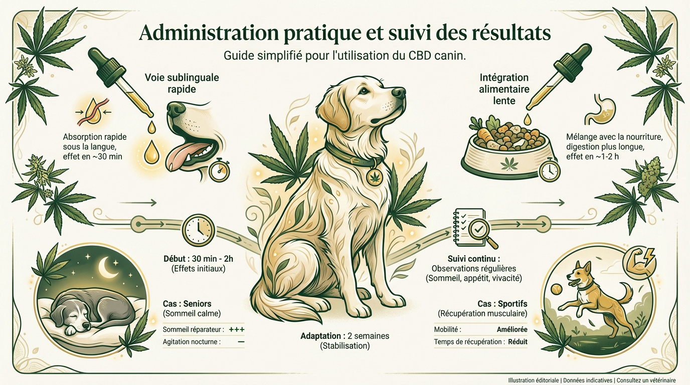Administration d'huile de CBD à un chien avec un compte-gouttes