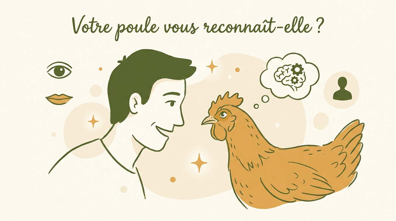 Une poule observant son maître
