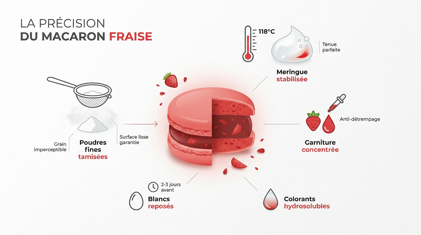 Infographie précision macaron fraise