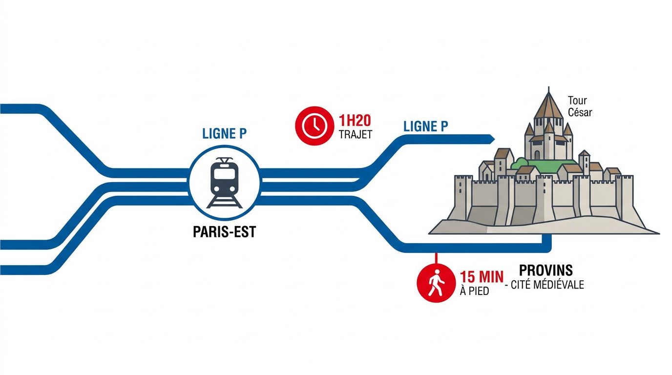 Trajet en train de la ligne P vers la cité médiévale de Provins
