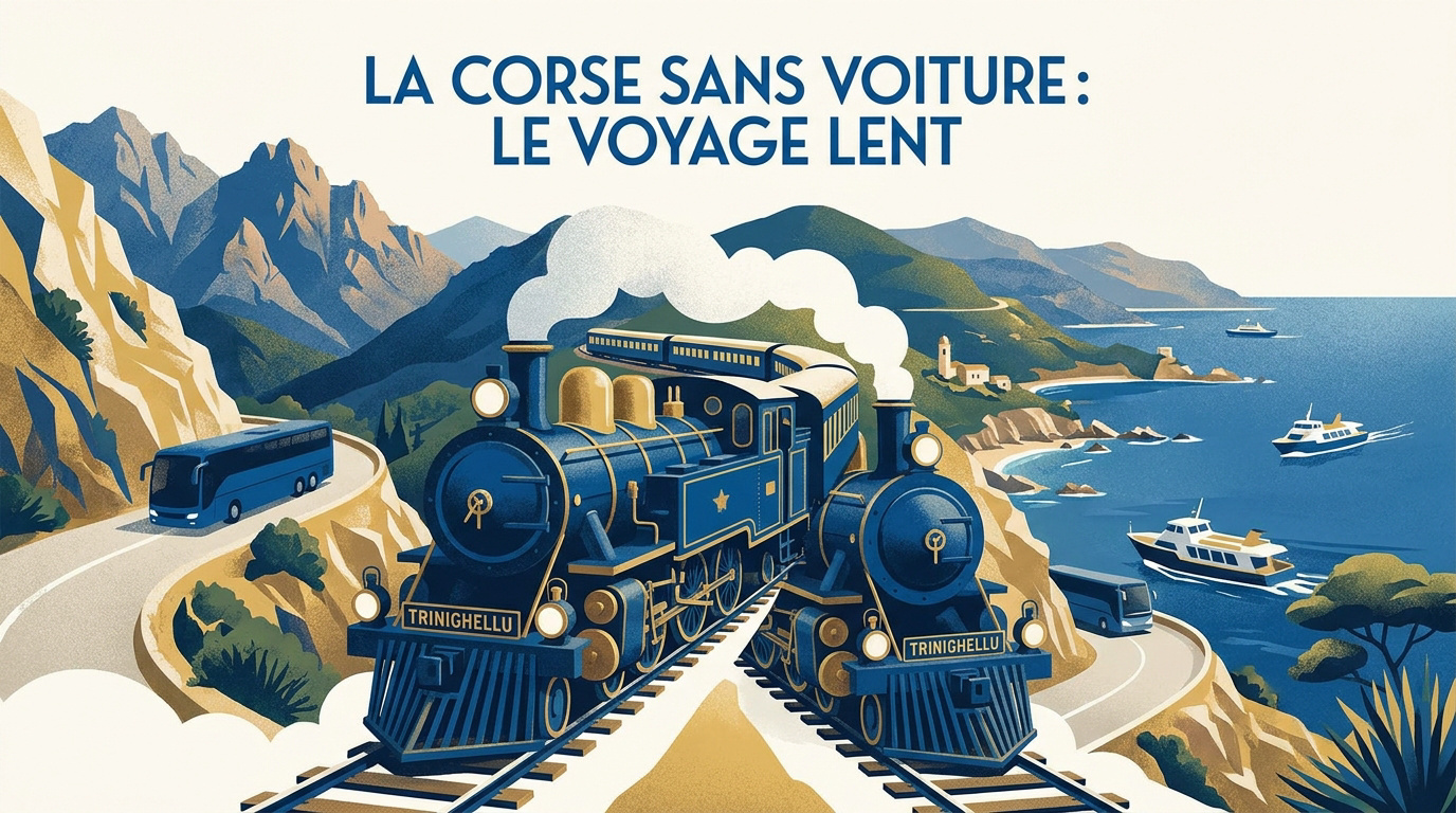 Train corse circulant dans les montagnes