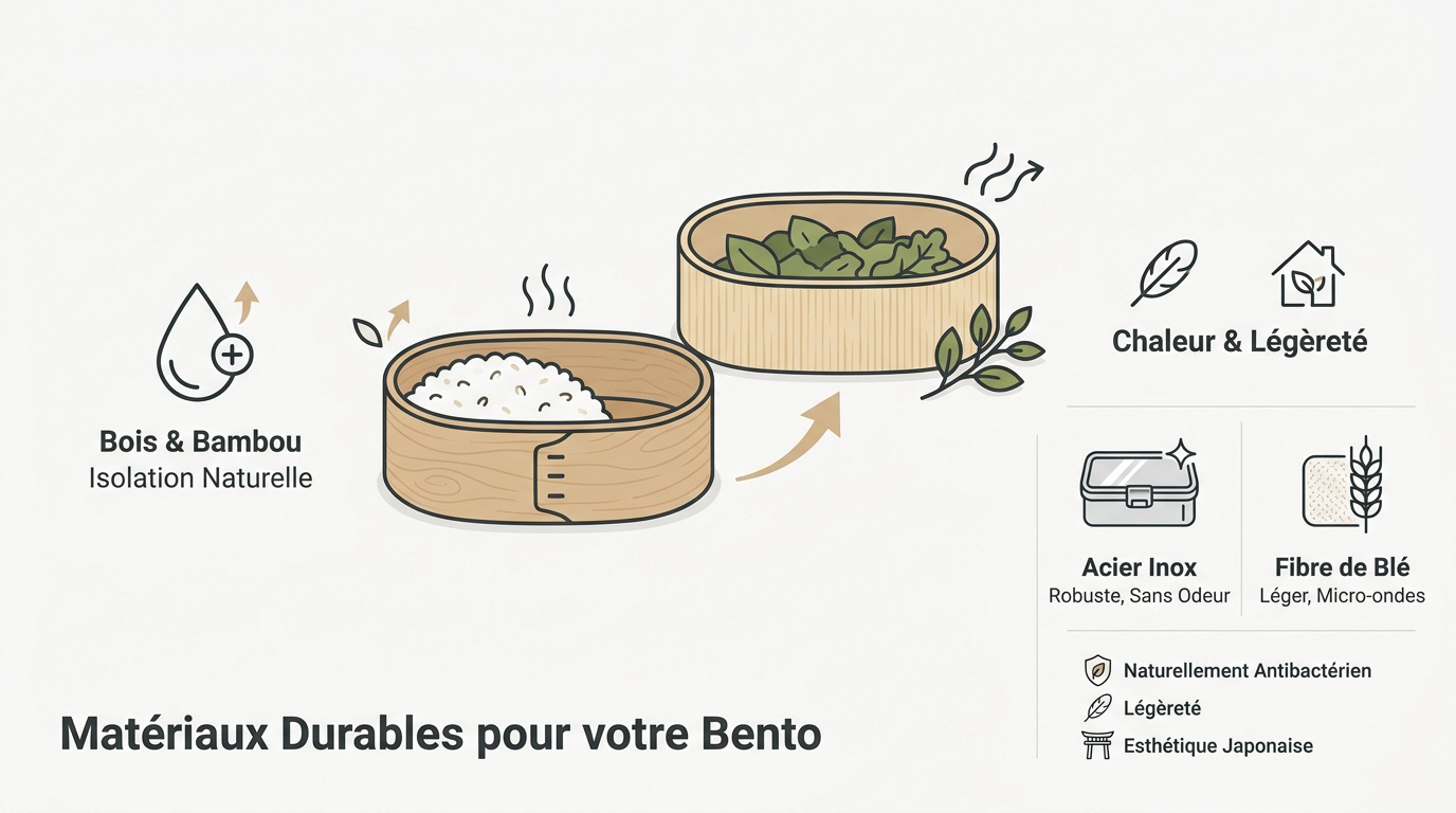 Sélection de boîtes bento japonaises en bois et matériaux durables