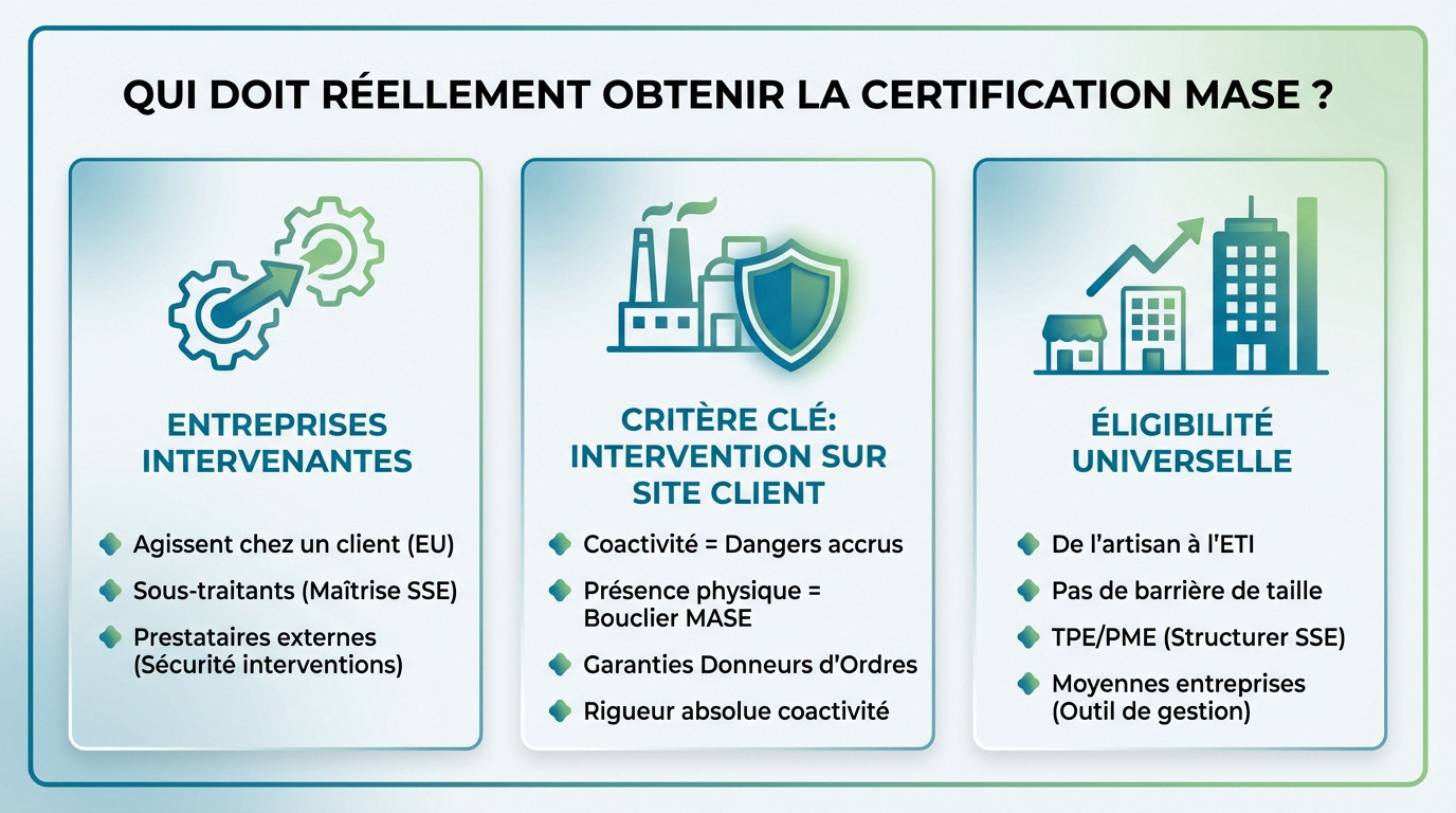 Professionnel sur un site industriel illustrant qui est concerné par la certification MASE