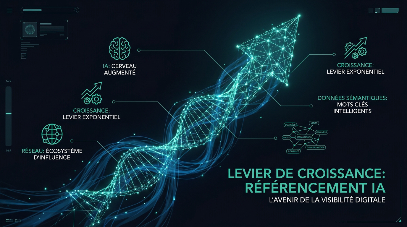 Schéma illustrant le levier de croissance via le référencement IA pour les entreprises