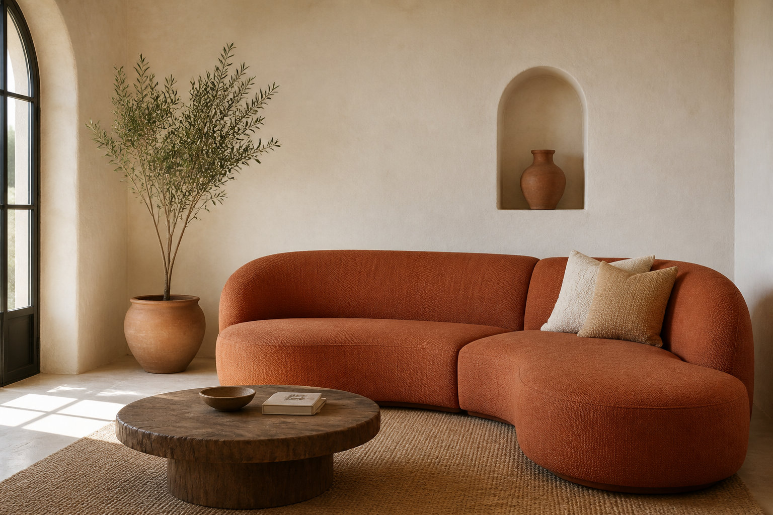 Canapé nuage arrondi 3 places terracotta - COLIANI