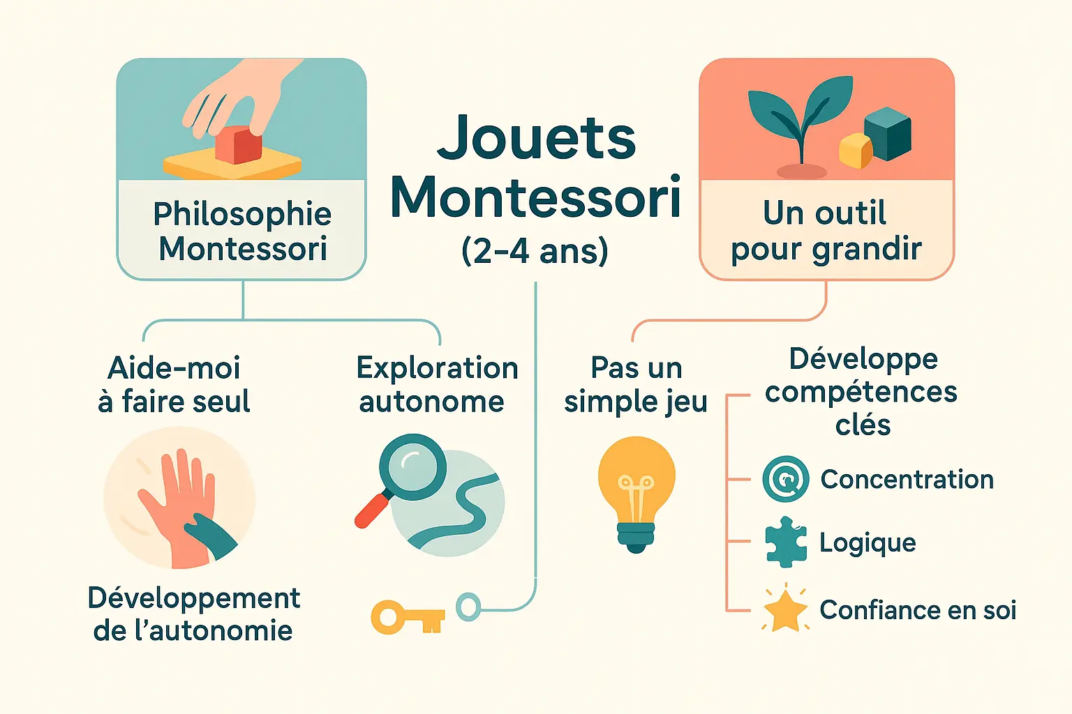 Illustration de jouets Montessori pour enfants de 2 à 4 ans