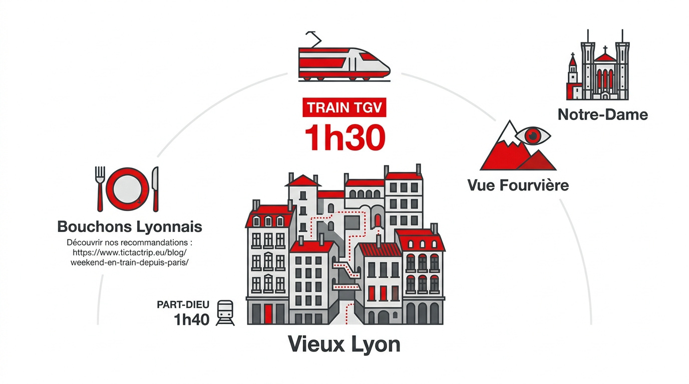 Vue panoramique de Lyon avec la basilique Notre-Dame de Fourvière dominant la ville