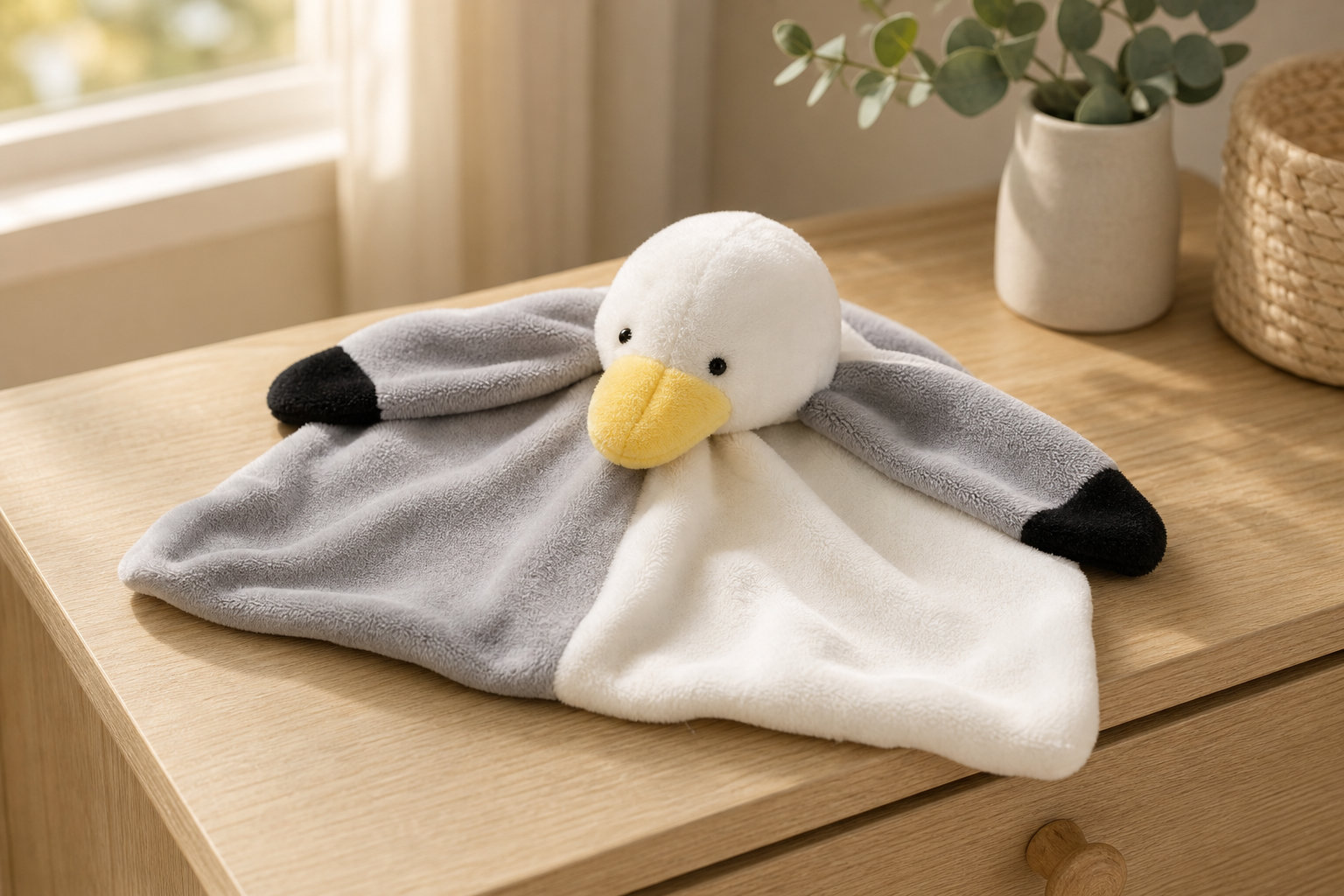 Doudou mouette : un compagnon marin brodé avec amour