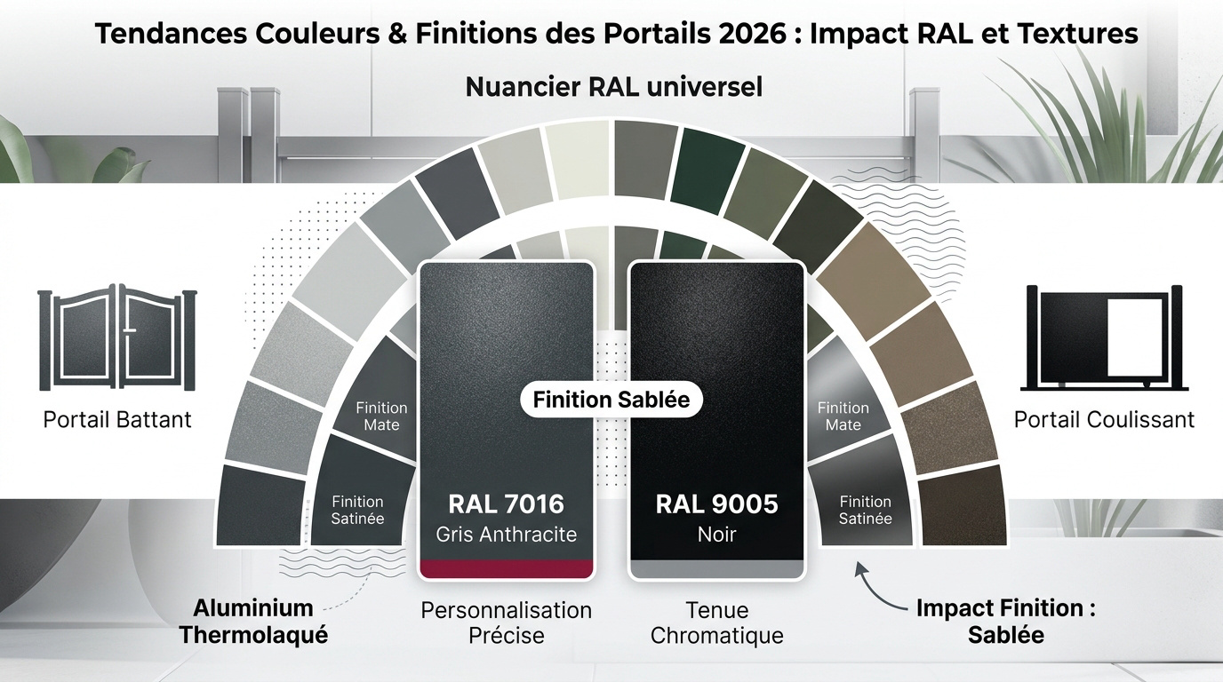 Portails aluminium dans plusieurs couleurs RAL tendance en 2026